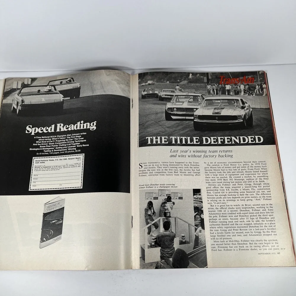 ROAD & TRACK MAGAZINE VOL. 23 #1 SEPTEMBER 1971 (VG) CAN-AM'S MAN AND MACHINE‎